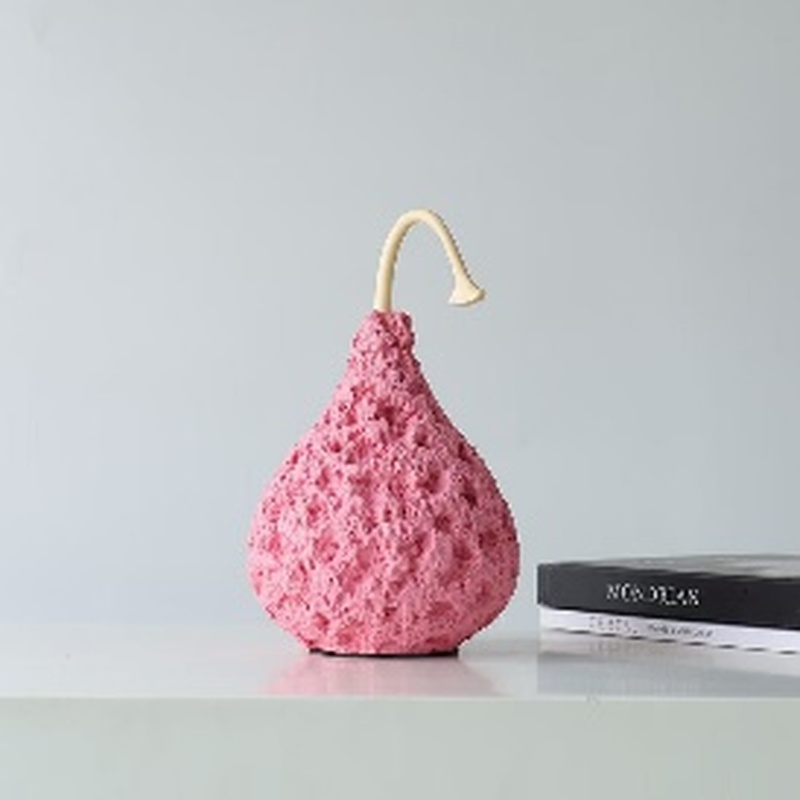 Hand-Finished Pear Sculpture with Curved Cream Stem